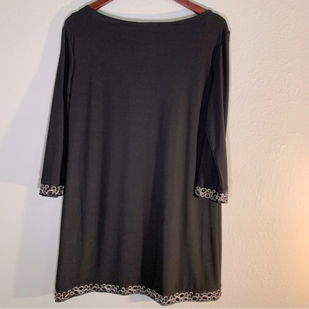 Tiana B. Black Sparkling Gem Embellished‎ Shift Knit Dress Size L